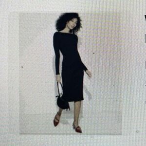 Wild Fable Women's XS Dress Black Long Sleeve Knit Midi New